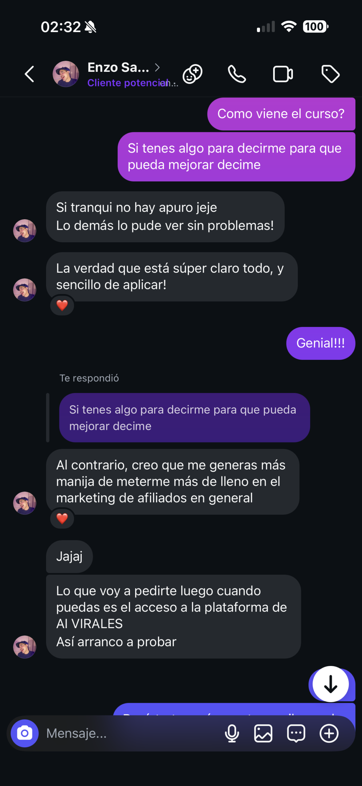 Testimonio de Enzo — alumno Escuela Viral